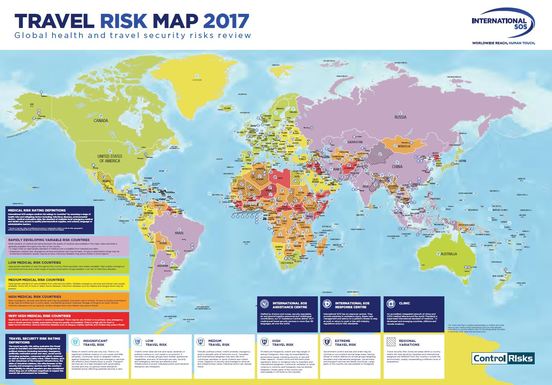 2017 - Länderbewertung nach medizinischen und sicherheitsrelevanten Risiken.
