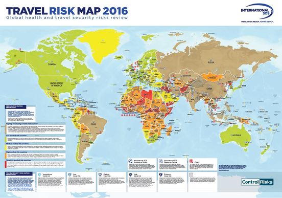 2016 - Länderbewertung nach medizinischen und sicherheitsrelevanten Risiken.