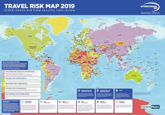 2019 - Länderbewertung nach medizinischen und sicherheitsrelevanten Risiken.