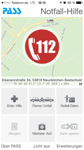 Screenshot Notfall-Hilfe
