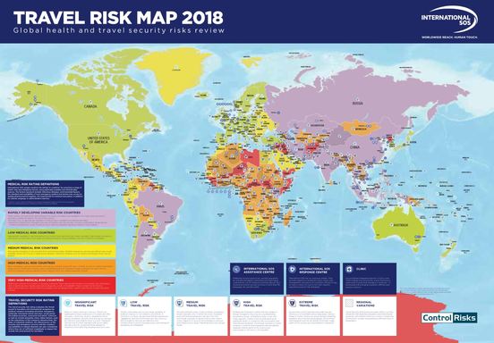 2018 - Länderbewertung nach medizinischen und sicherheitsrelevanten Risiken.