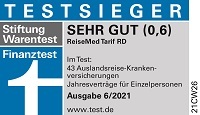 Testsiegel Stiftung Warentest DKV Einzelperson