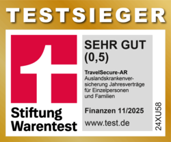 Testsieger Auslandskrankenversicherung TravelSecure